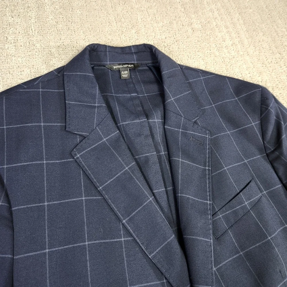Banana Republic Blazer Men 44R Slim Fit Smart Weight Performance Wool Blend Navy